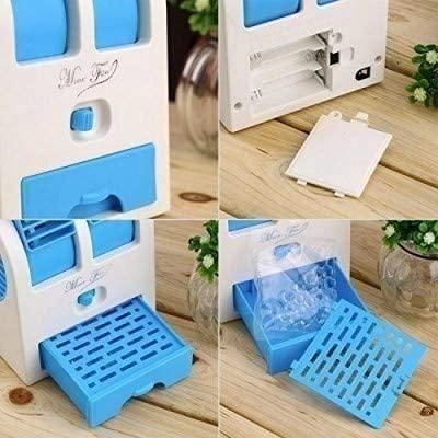 Portable 3-in-1 air conditioner, humidifier, and purifier mini fan by 18281, showing compact design and control buttons.