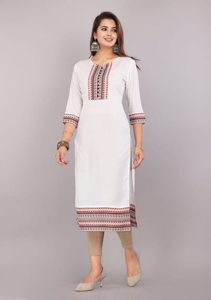 Colorful women's Kurti from 6164 brand featuring intricate neckline embroidery and comfortable fit.