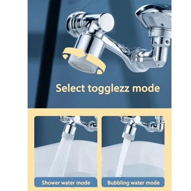 19202 2 Mode Splash Filter Kitchen Tap Extended Faucet showing water flow and spray options in a modern kitchen setting