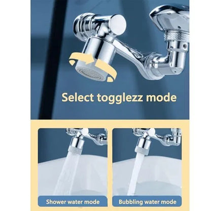 19202 2 Mode Splash Filter Kitchen Tap Extended Faucet showing water flow and spray options in a modern kitchen setting