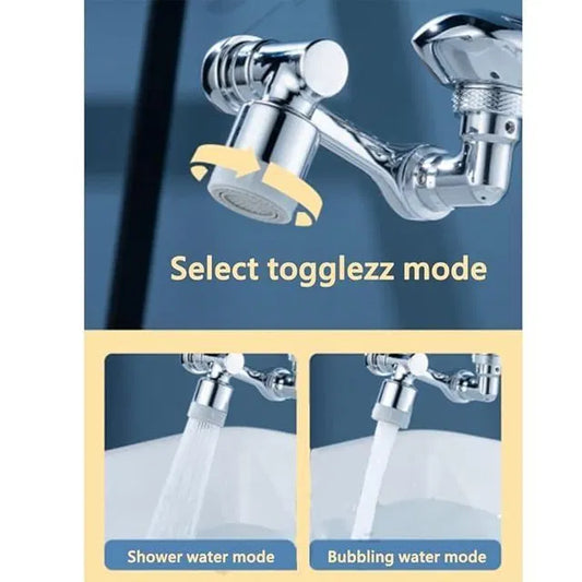 19202 2 Mode Splash Filter Kitchen Tap Extended Faucet showing water flow and spray options in a modern kitchen setting
