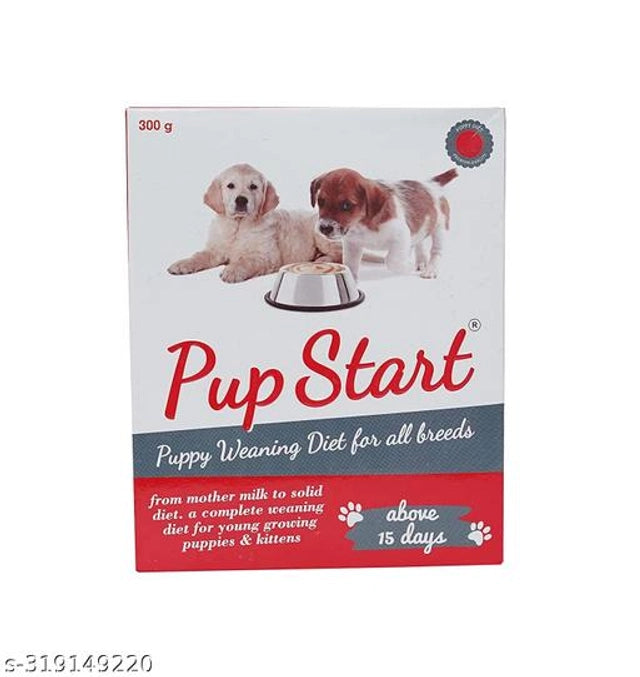 Image of Pup Start Puppy Weaning Diet Food Supplement in 300g packaging, designed for young puppies' nutrition and growth.