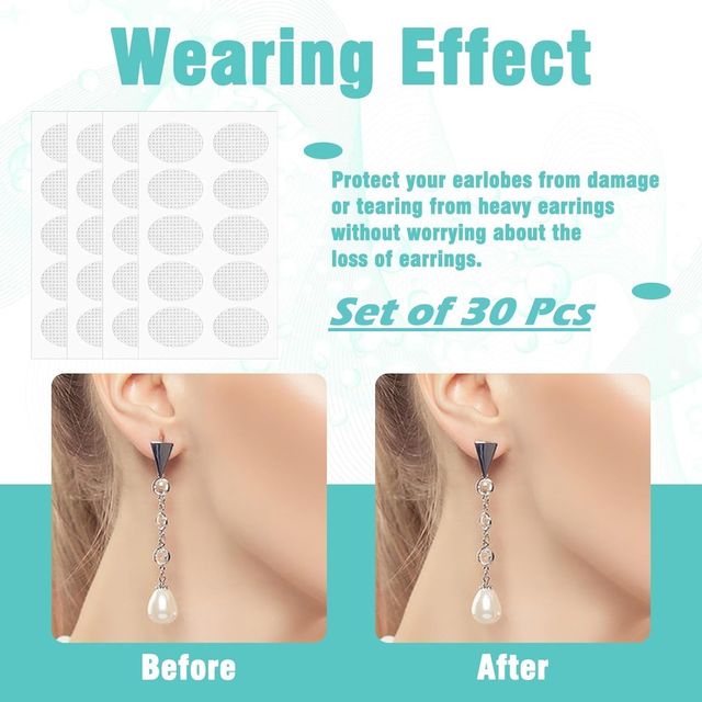 Set of 100 sewing decorative earlobe support patches for heavy earrings, designed to protect and comfort the ears.