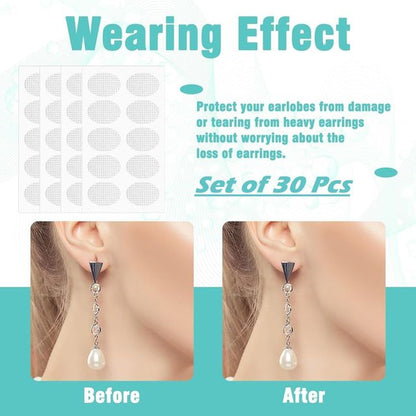 Set of 100 sewing decorative earlobe support patches for heavy earrings, designed to protect and comfort the ears.