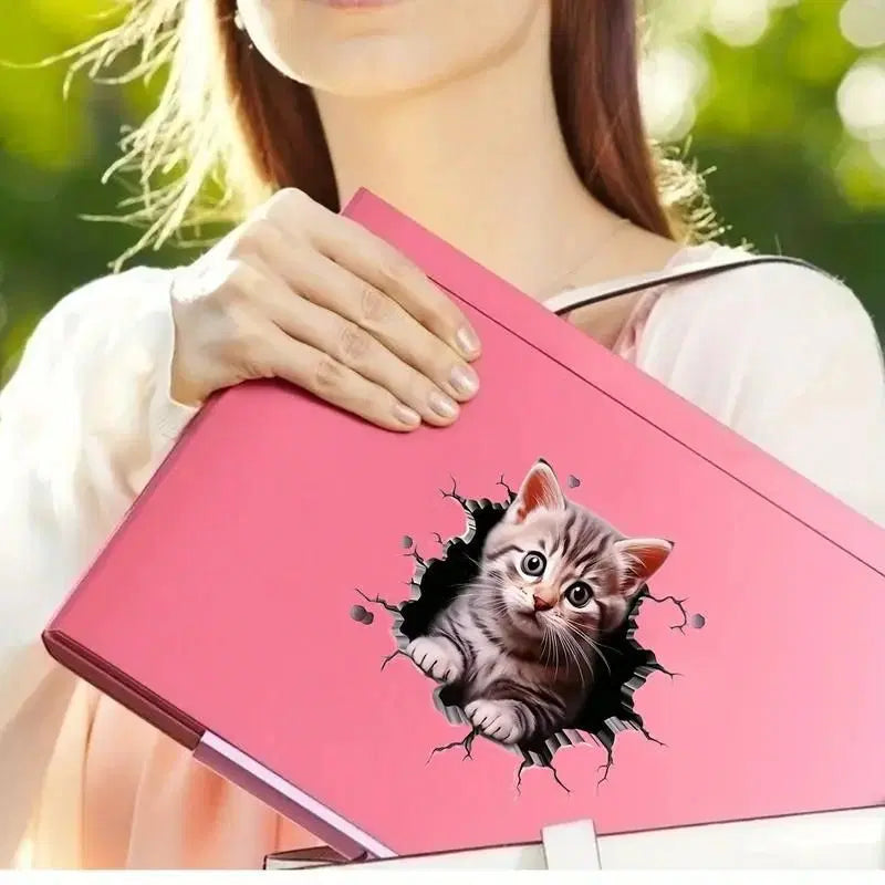 Durable 1238 cat pattern car sticker featuring colorful feline design on a transparent background.