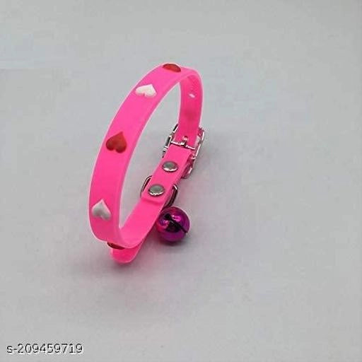 Multicolor collar belt for cats, stylish pet accessory, shown with pet beds in the background.