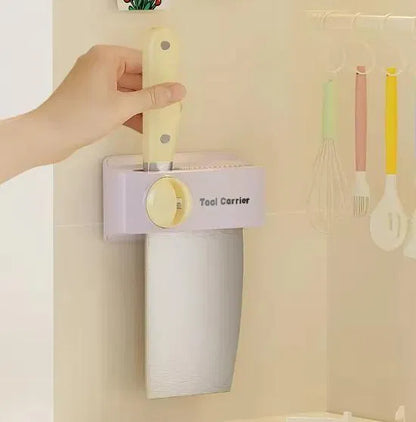 Manual 2 in 1 knife sharpener with holder, featuring sharpening slots and a sturdy base for safe, convenient kitchen use.