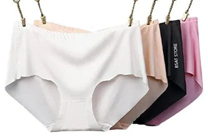 Set of three women's seamless briefs in multicolor by 35252, featuring comfortable, smooth fabric and classic brief style.