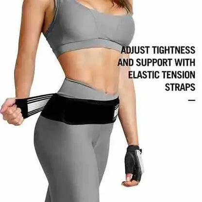 Black 587 Advanced Fitness Belt for muscle toning, adjustable waist belt with supportive design, shown on a person.