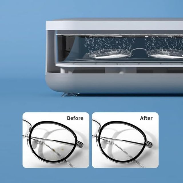 Mini ultrasonic jewelry and glasses cleaning machine from 26072, compact portable cleaning set with stainless steel basin and ultrasonic technology.