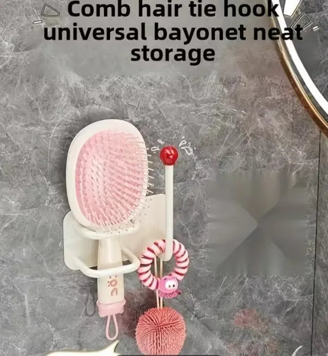 Self-adhesive wall-mounted headband hook by 19357, no drill design for organizing hair accessories on bathroom or bedroom walls.