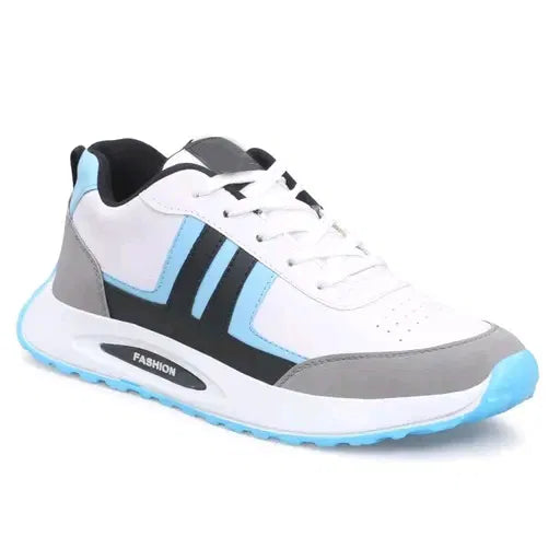 Anjrs men's casual running shoes in black and white, comfortable sports footwear for boys and men, style 1889.