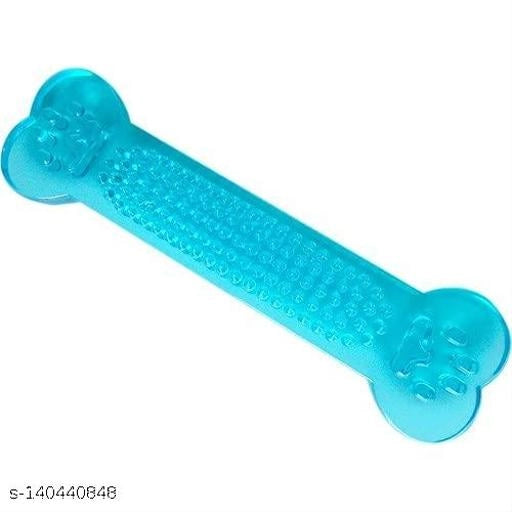 Multicolor squeaky bone chew toy for pets, made of durable material, designed to entertain dogs and promote play.