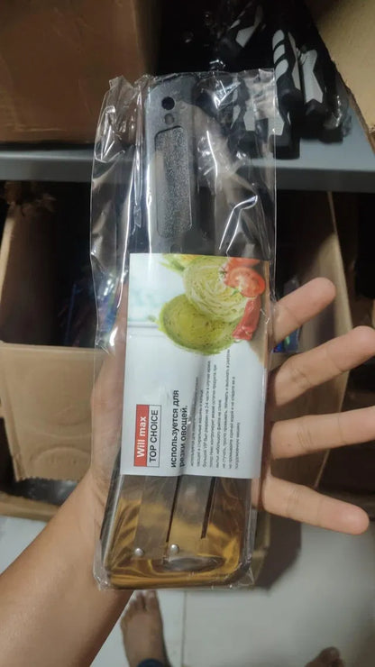 Double 2-slice blade slicer knife from 22927, with a sleek handle and sharp stainless steel blades, ideal for precise food slicing.