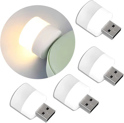 White USB night lights from 1238, plug-in LED night lights with a sleek design, shown plugged into an outlet.