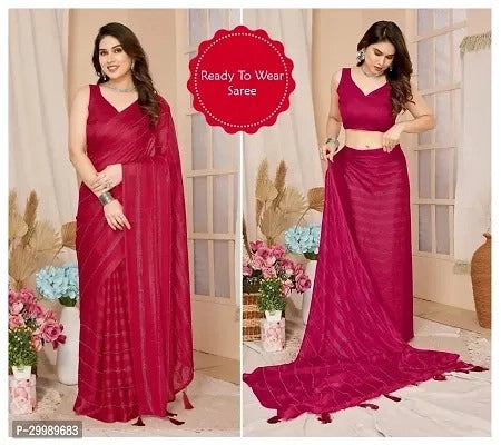 Bottle green striped georgette saree for women, 6.3 meters, from 6706, showcasing draped fabric and elegant design.