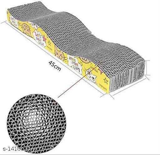 Multicolor pet bed with curved wave design scratcher board by 15929, designed for cats and small pets.