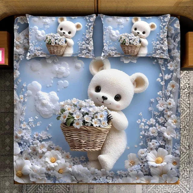Heavy 7D Digital Glace Cotton Super King Bedsheet with printed design and two pillow covers, measuring 110 x 110 inches.