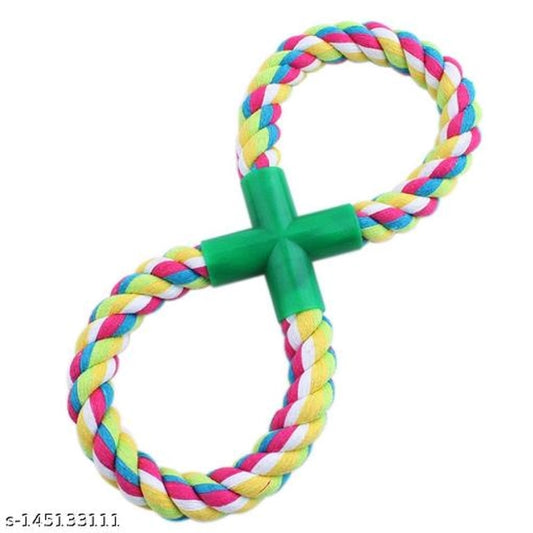 Multicolor cotton rope loop tug chew toy for pets, durable pet toy made for playful chewing and tugging.