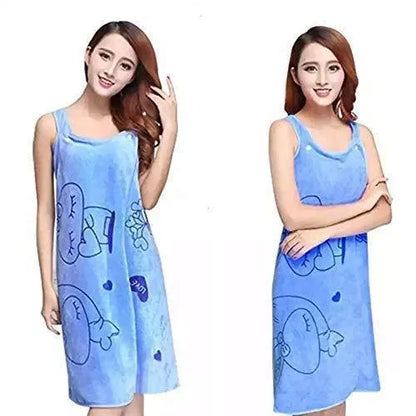 Pack of two 4485 microfiber wearable bath towels for women, showing soft, quick-drying fabric designed for comfortable wear.