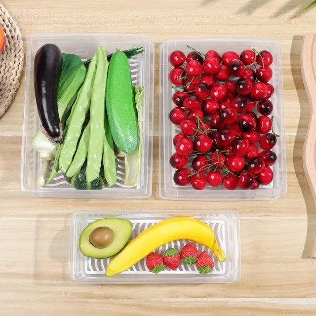 Set of two 16699 fridge storage containers with clear, airtight jars for organizing food in the refrigerator.