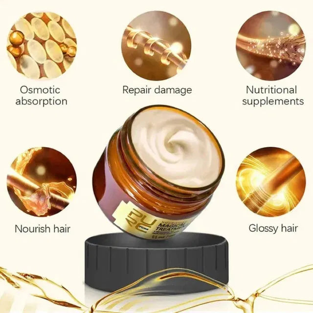 Pure Magical Treatment 5 Second Soft Hair Restoring Hair Curler by 16182, 110g pack, showing the curler in use on soft, shiny hair.
