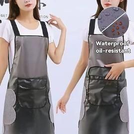 Transparent adjustable cooking apron by 30618, oil- and water-proof, with ties and adjustable straps, ideal for kitchen protection.