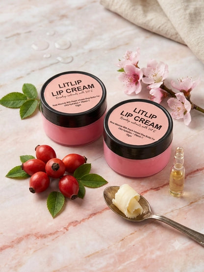 Lip cream pack featuring 35930 lip brightening balm for men and women, shown in a sleek container with smooth, glossy finish.