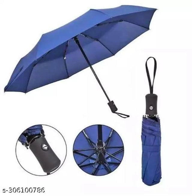 Blue nylon compact umbrella with pet bed branding, featuring a sleek, portable design suitable for outdoor use.