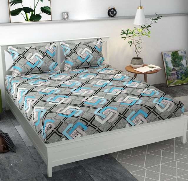Premium microfiber fitted bedsheet with two pillow covers, elastic edges, 70x76 inches, by brand 19676.