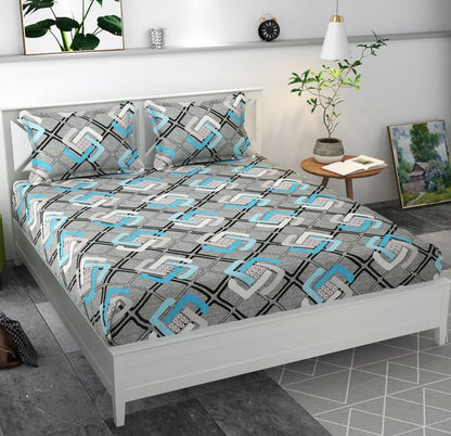 Premium microfiber fitted bedsheet with two pillow covers, elastic edges, 70x76 inches, by brand 19676.
