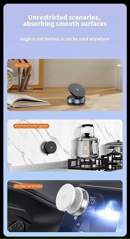 Magnetic suction phone holder for cars by 1238, showing a smartphone securely attached to a black car mount.