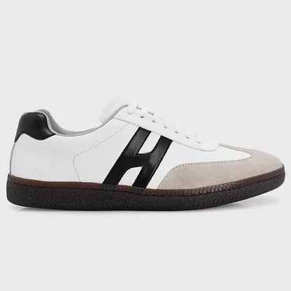 Anjrs 1889 men's casual sports shoes in black with white accents, designed for running, comfort, and everyday wear