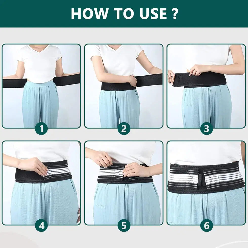 Back support brace for men and women by 1238, showing adjustable straps and lumbar support for lower back pain relief.