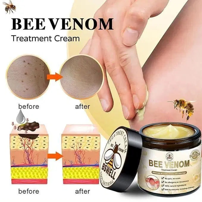 Two 100g jars of 1238 Bee Venom Skin Treatment Cream, natural skincare cream for skin renewal and rejuvenation.