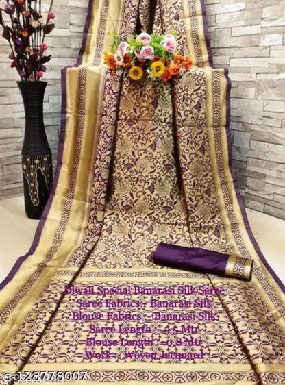 Golden and dark red Jacquard saree with matching blouse for women, 6.3 meters, showcasing intricate fabric and elegant drape.