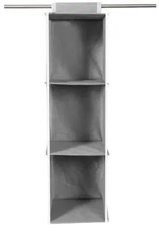 Hanging cloth organizer with three shelves, ideal for wardrobe storage of clothing and accessories, by 1238.
