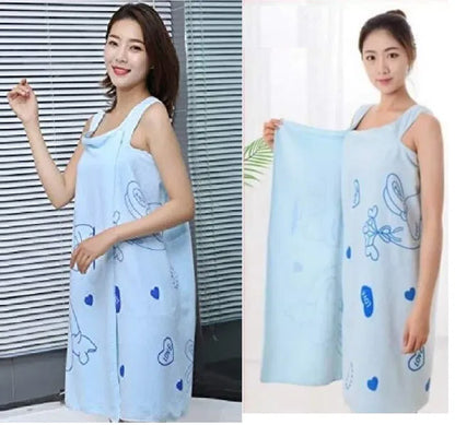 Two microfiber wearable bath towels for women from 4485, soft, lightweight, and quick-drying for comfortable use.