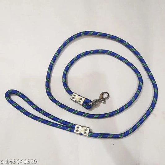 Multicolor nylon dog training leash with a handle, designed for small dogs, shown on a pet bed.