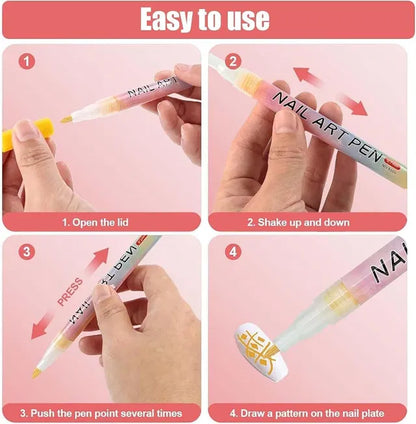 Set of 12 colorful Nail Art pens by 19378, perfect for detailed nail designs and creative manicure decorating.