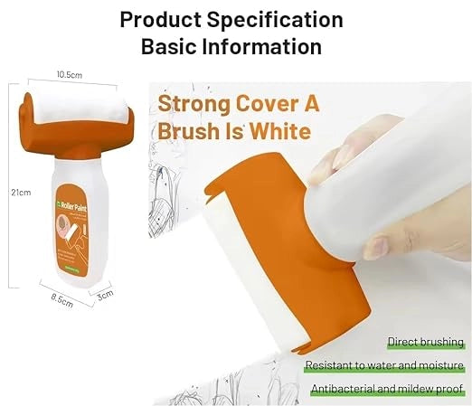 White wall repair roller paint from 34774, ideal for quick touch-ups and seamless wall repairs with a smooth finish.