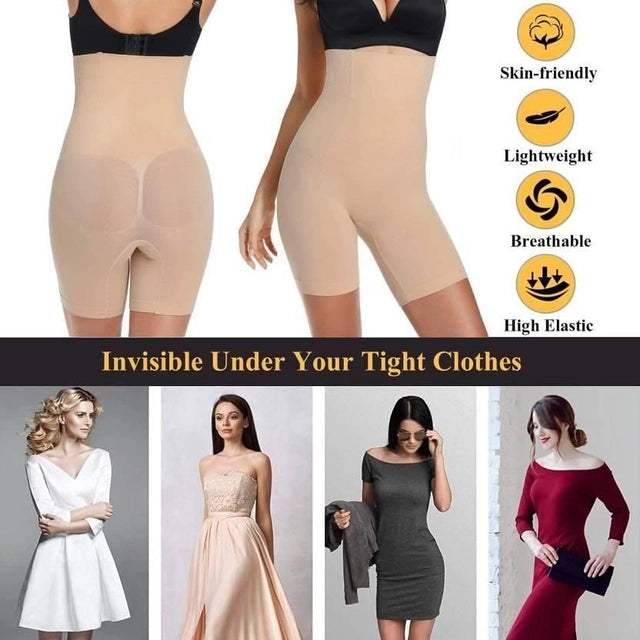 Black 4-in-1 Quick Slim Shapewear body shaper with tummy control and adjustable straps, designed for a smooth silhouette.