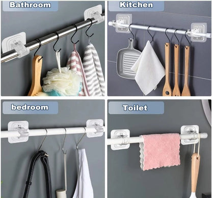 Pack of four 18279 self-adhesive curtain rod holders for easy installation, no drilling needed, suitable for lightweight curtain rods.