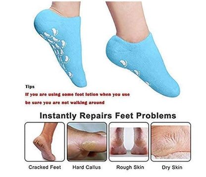 Silicone gel spa moisturizing socks by 19378, showing soft, flexible silicone material designed for nourishing foot care.