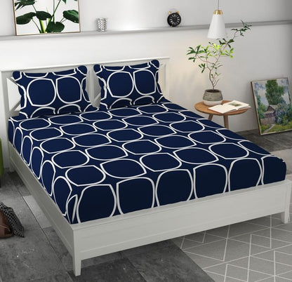 Premium microfiber fitted bedsheet with elastic edges and two pillow covers, measuring 70x76 inches, by brand 19676.