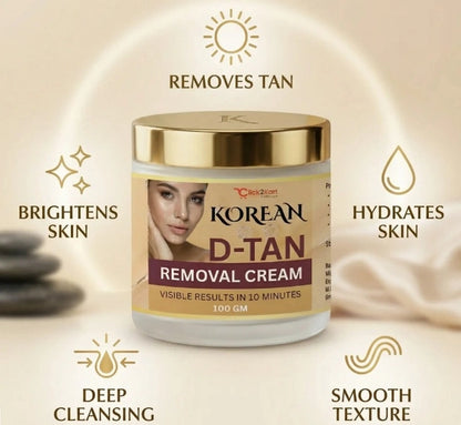 Two tubes of 35930 Korean D-Tan Removal Cream for face and body, featuring sleek packaging with blue and white design.