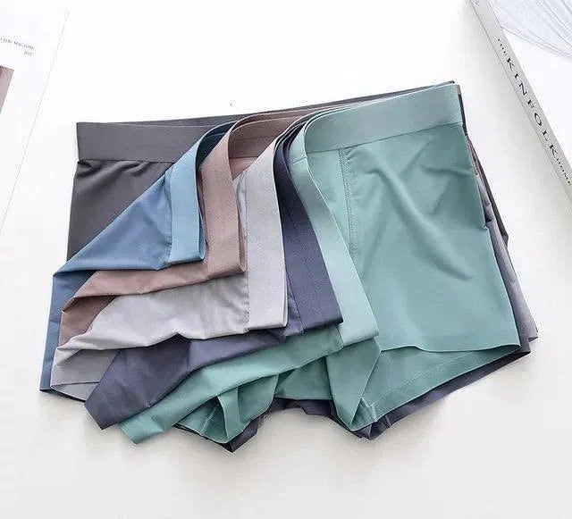 Men's Ice Silk Briefs Boxers pack of 3, lightweight and breathable men's boxers with smooth ice silk fabric, in various colors.