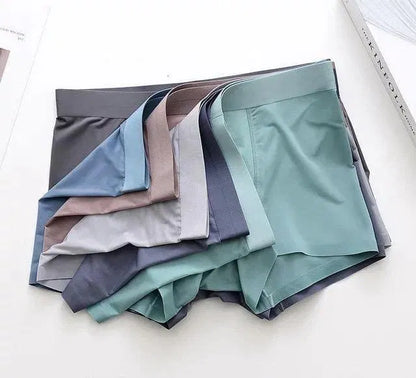 Men's Ice Silk Briefs Boxers pack of 3, lightweight and breathable men's boxers with smooth ice silk fabric, in various colors.