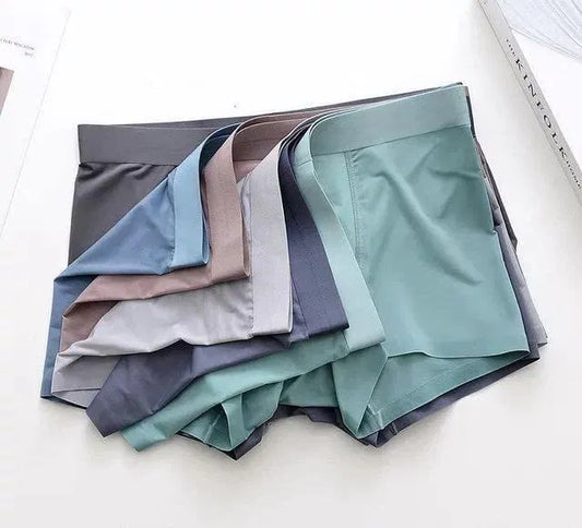 Men's Ice Silk Briefs Boxers pack of 3, lightweight and breathable men's boxers with smooth ice silk fabric, in various colors.