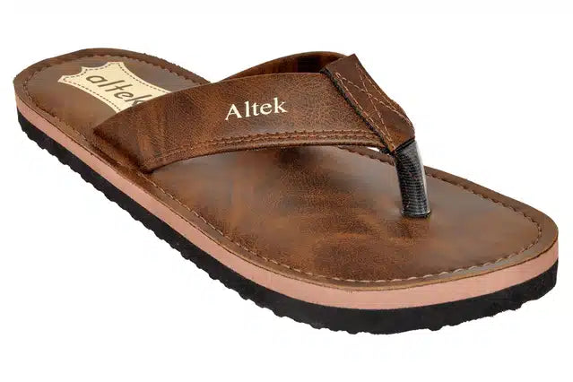 Brown men's flip flops by 2428, size 6, with comfortable straps and textured soles, ideal for casual summer wear.